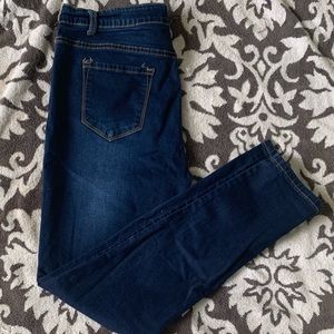 Brand new, never worn, straight leg, dark denim jeans.
